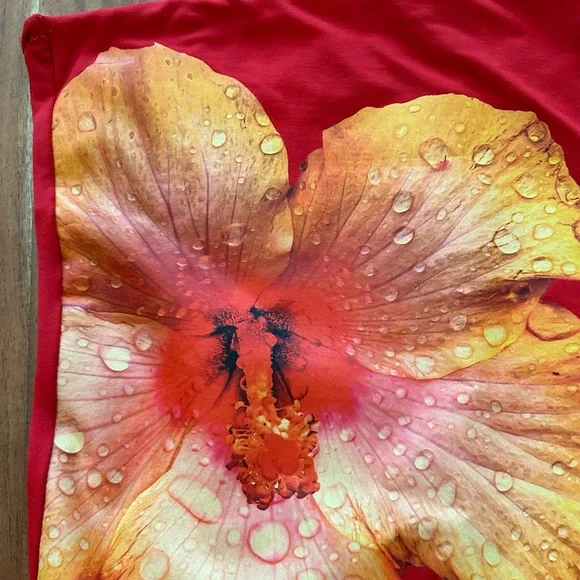 Vibrant Red Floral tube top by Zara, NWOT, size Large - Picture 3 of 7